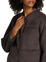 Heather Collarless Reversible Coat