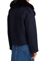 Georgia Faux Fur Collar Double-Breasted Peacoat