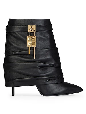 Shark Lock Stiletto Ankle Boots Nappa Leather