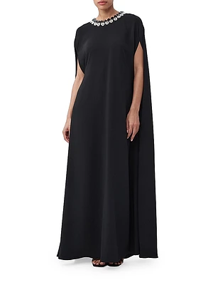 Masquerade 2 Embellished Cape Maxi Dress