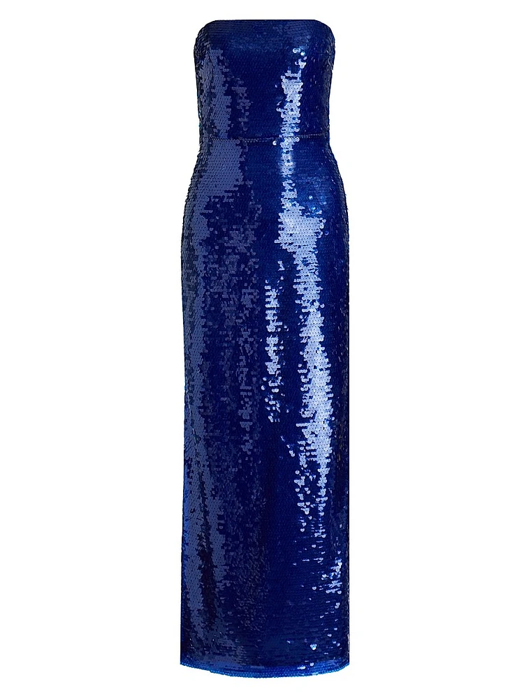 Mira Sequin Strapless Gown