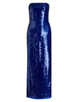 Mira Sequin Strapless Gown