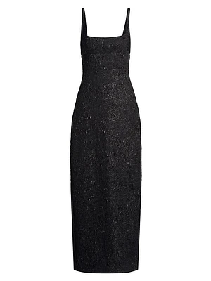 Adele Metallic Jacquard Column Gown