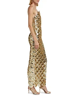 Strapless Sequin Scallop Column Gown