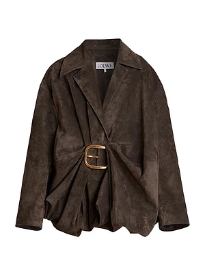 Draped Leather Buckle Top