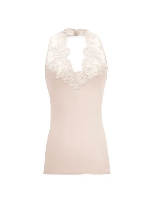 Halter Top in Silk Charmeuse and Lace