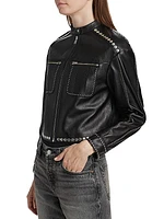 Studded Leather Biker Jacket