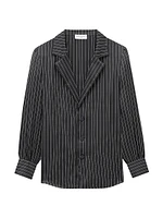 Pajama Shirt Striped Silk Satin