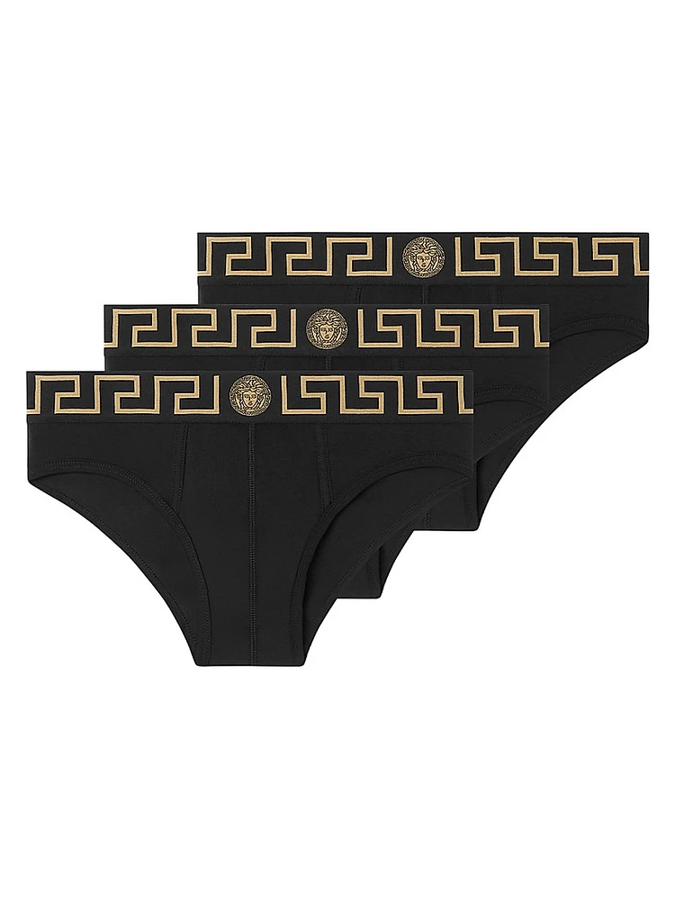 3-Pack Greca Logo Cotton-Blend Brief Set