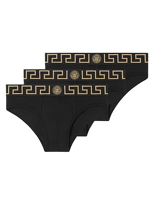 3-Pack Greca Logo Cotton-Blend Brief Set