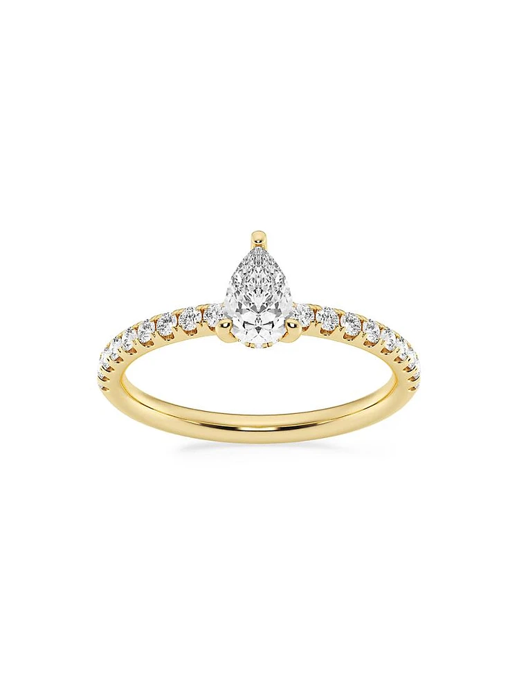 14K Gold & Pear-Cut Lab-Grown Diamond Hidden Halo Ring/0.80-3.41 TCW