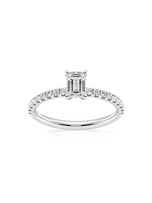 14K Gold & Emerald-Cut Lab-Grown Diamond Hidden Halo Ring/0.80-3.41 TCW