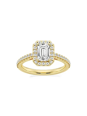 14K Yellow Gold & Emerald-Cut Lab-Grown Diamond Halo Ring/1.30-3.60 TCW