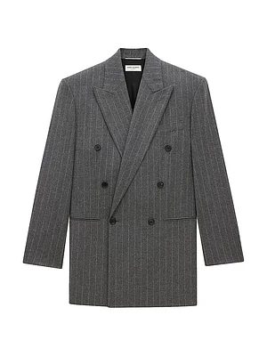 Jacket Striped Wool and Cashmere Flannel