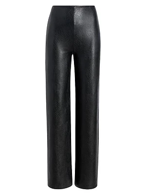 Faux-Leather Wide-Leg Pants