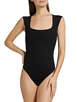 Neoprene Cap-Sleeve Bodysuit