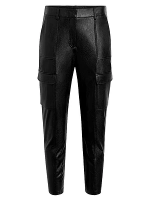 Faux-Leather Crop Cargo Pants