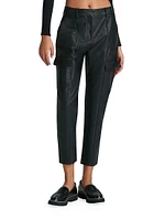 Faux-Leather Crop Cargo Pants