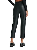 Faux-Leather Crop Cargo Pants