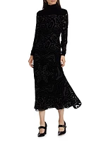 Helena Velvet Burnout Midi-Dress