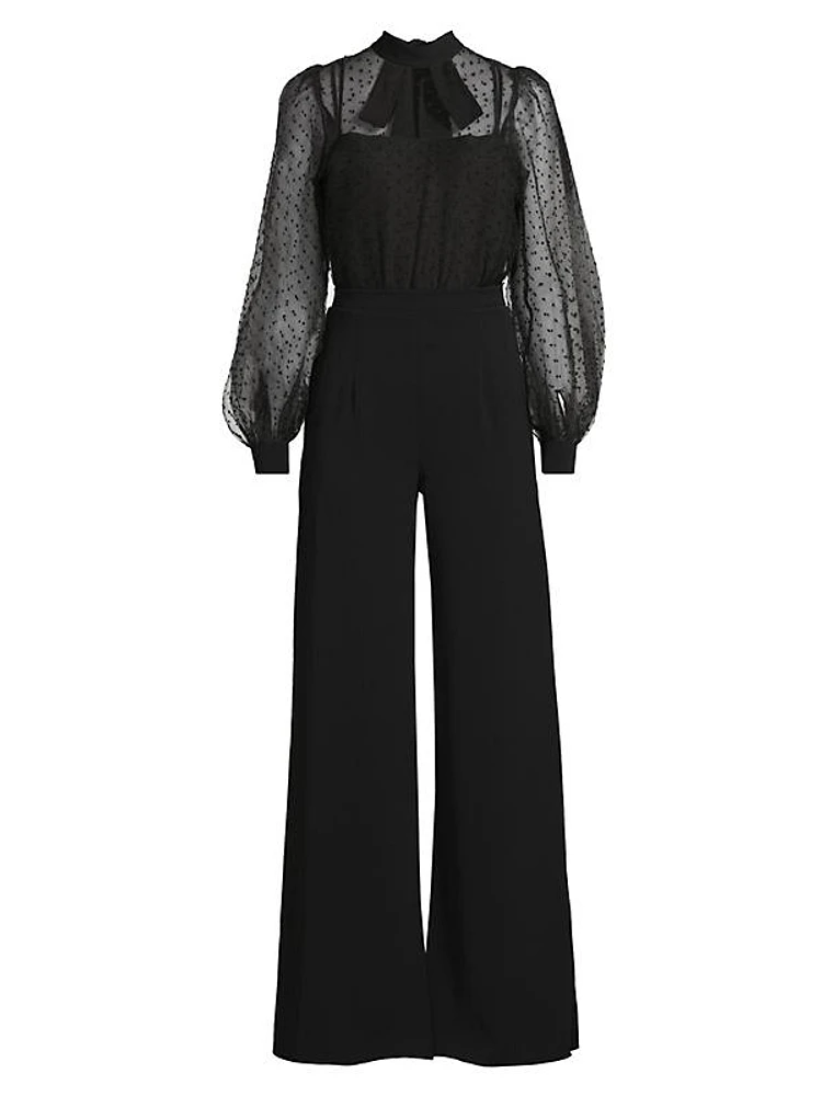 Rosalie Sheer Puff-Sleeve Jumpsuit