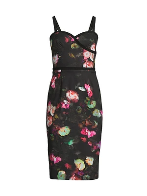 Daria Floral Sweetheart Midi-Dress