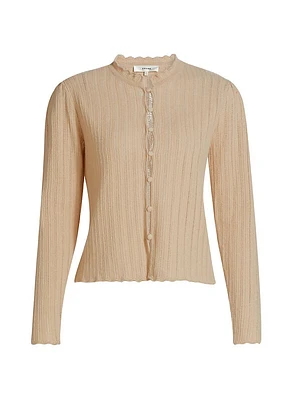 Ruffle-Trim Buttoned Cashmere Cardigan