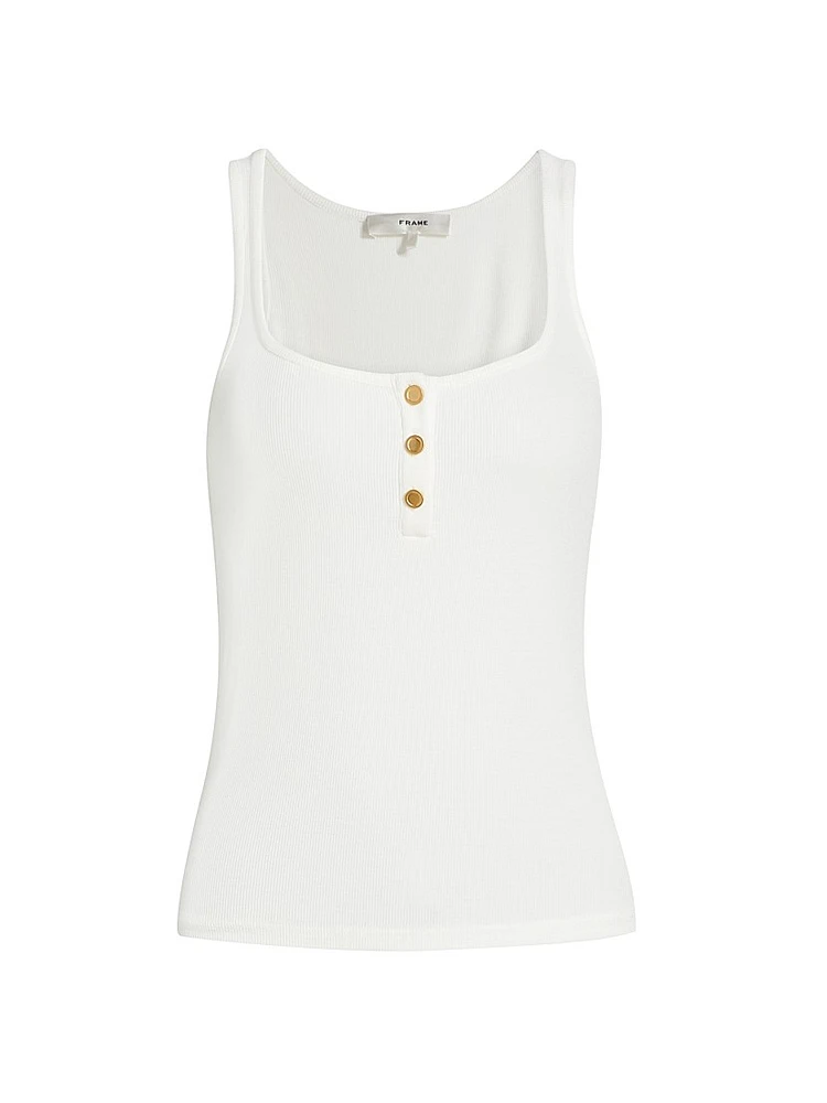 Ribbed Button-Up Tank Top