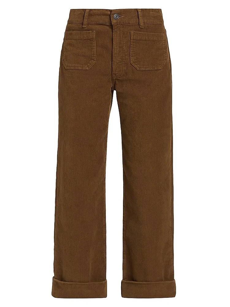 Cropped Corduroy Wide-Leg Pants