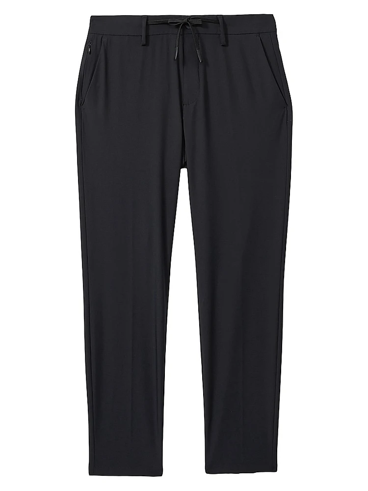 Split Elasticized Straight-Leg Pants