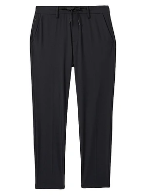 Split Elasticized Straight-Leg Pants