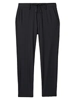 Split Elasticized Straight-Leg Pants