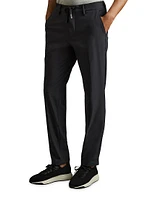 Split Elasticized Straight-Leg Pants