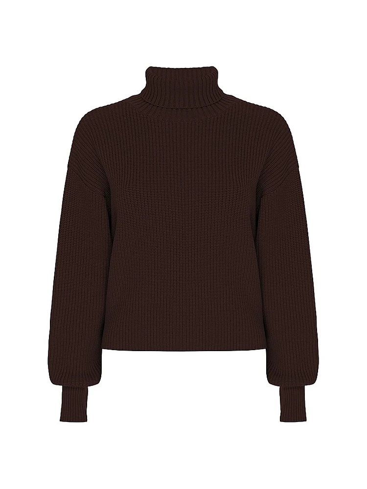 Heavy Cozy Rib-Knit Turtleneck Sweater