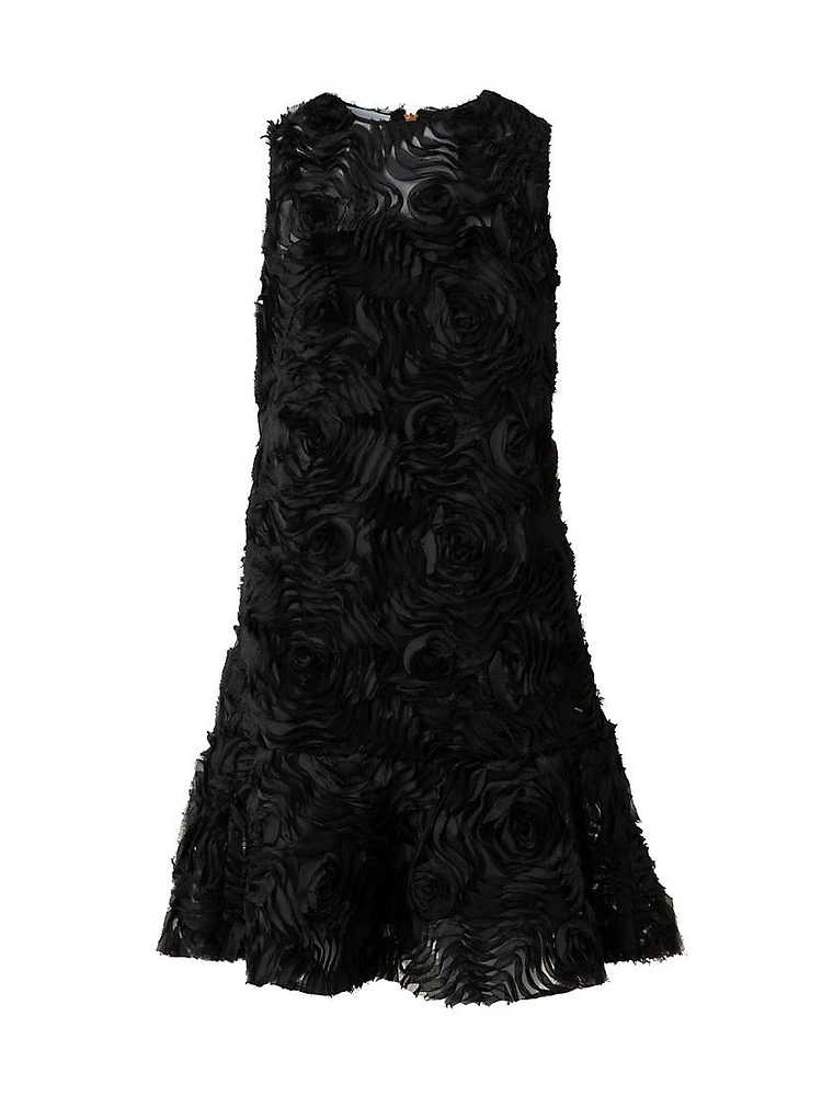Carnation Appliqué A-line Cocktail Dress