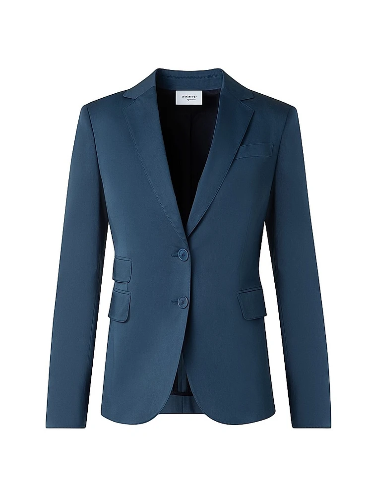 Stretch Cotton Two-Button Blazer