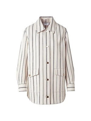 Striped Denim Cotton Boyfriend Jacket