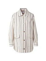 Striped Denim Cotton Boyfriend Jacket