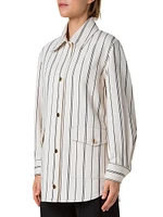 Striped Denim Cotton Boyfriend Jacket