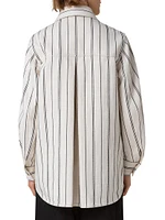 Striped Denim Cotton Boyfriend Jacket