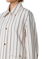Striped Denim Cotton Boyfriend Jacket