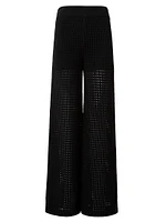 Mesh Knit Cotton Wide-Leg Pants