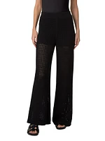 Mesh Knit Cotton Wide-Leg Pants