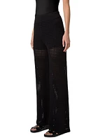 Mesh Knit Cotton Wide-Leg Pants