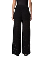 Mesh Knit Cotton Wide-Leg Pants