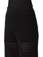 Mesh Knit Cotton Wide-Leg Pants