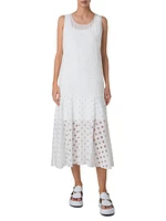 Polka Dot Sleeveless A-Line Midi-Dress