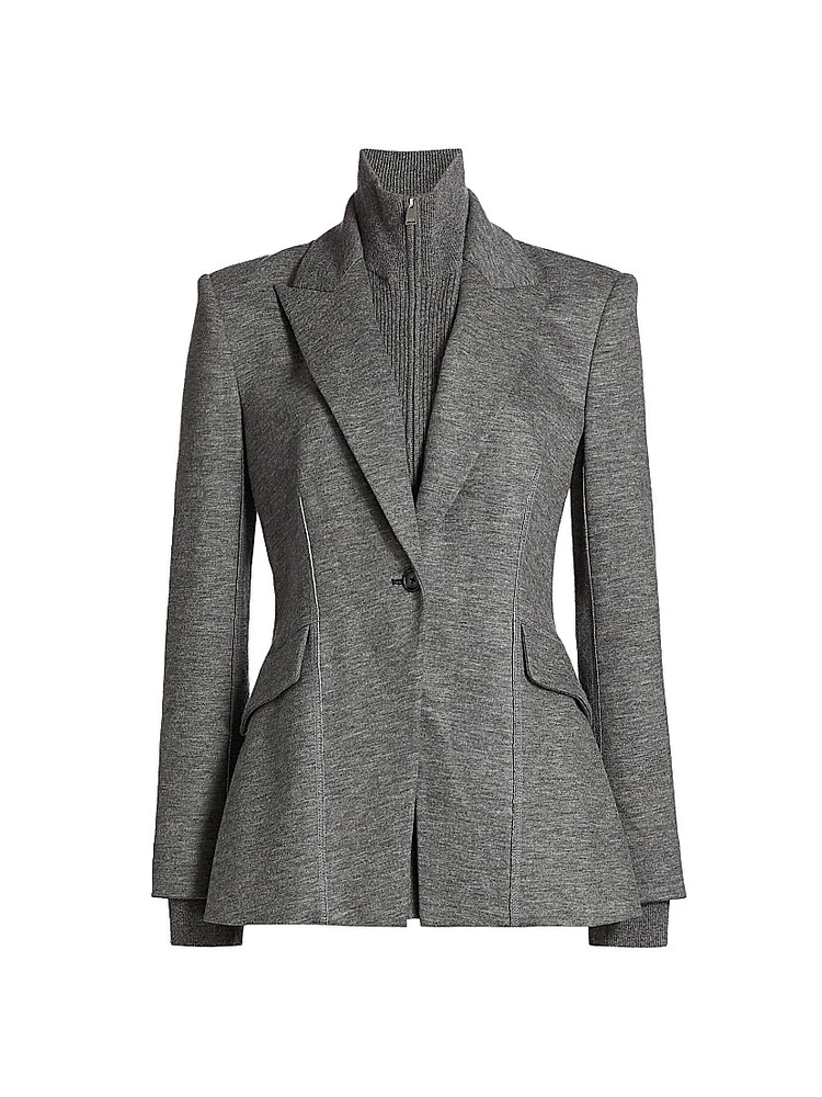 Auden Wool-Blend Single-Breasted Combo Blazer