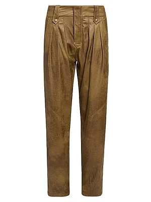 Gwen Pleated Faux Leather Straight-Leg Pants