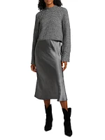 Kaz Wool-Blend Layered Midi-Dress